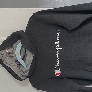 Champion, grey hooded overhead sweater,  M size